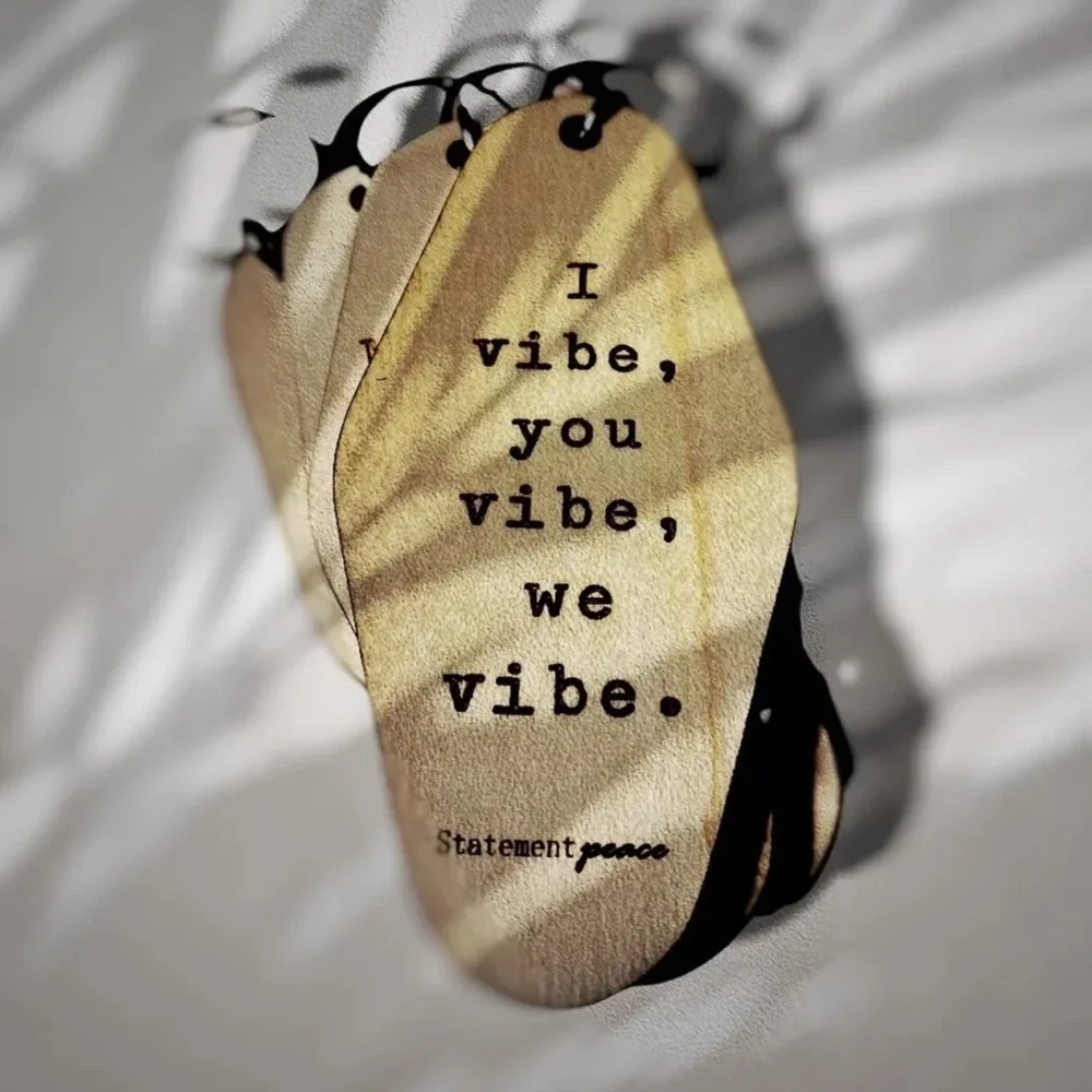 I VIBE, WE ALL VIBE Handmade Organic Wood Motel Style Mantra Engraved Keychain